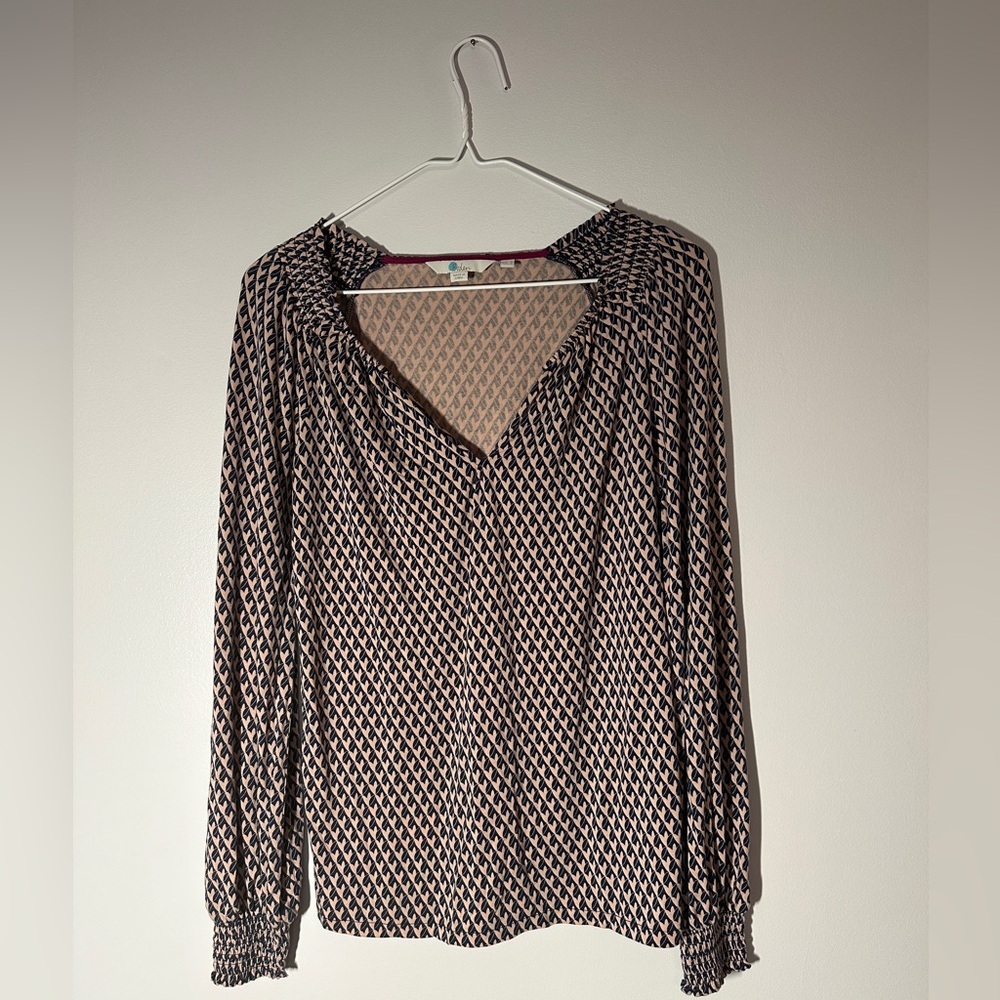 Boden Black and White Patterned Blouse